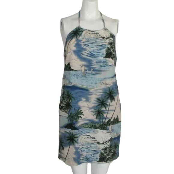 Vintage Mini Dress, XS, Hawaiian Print, Adjustable Halter, No tags - Picture 6 of 9